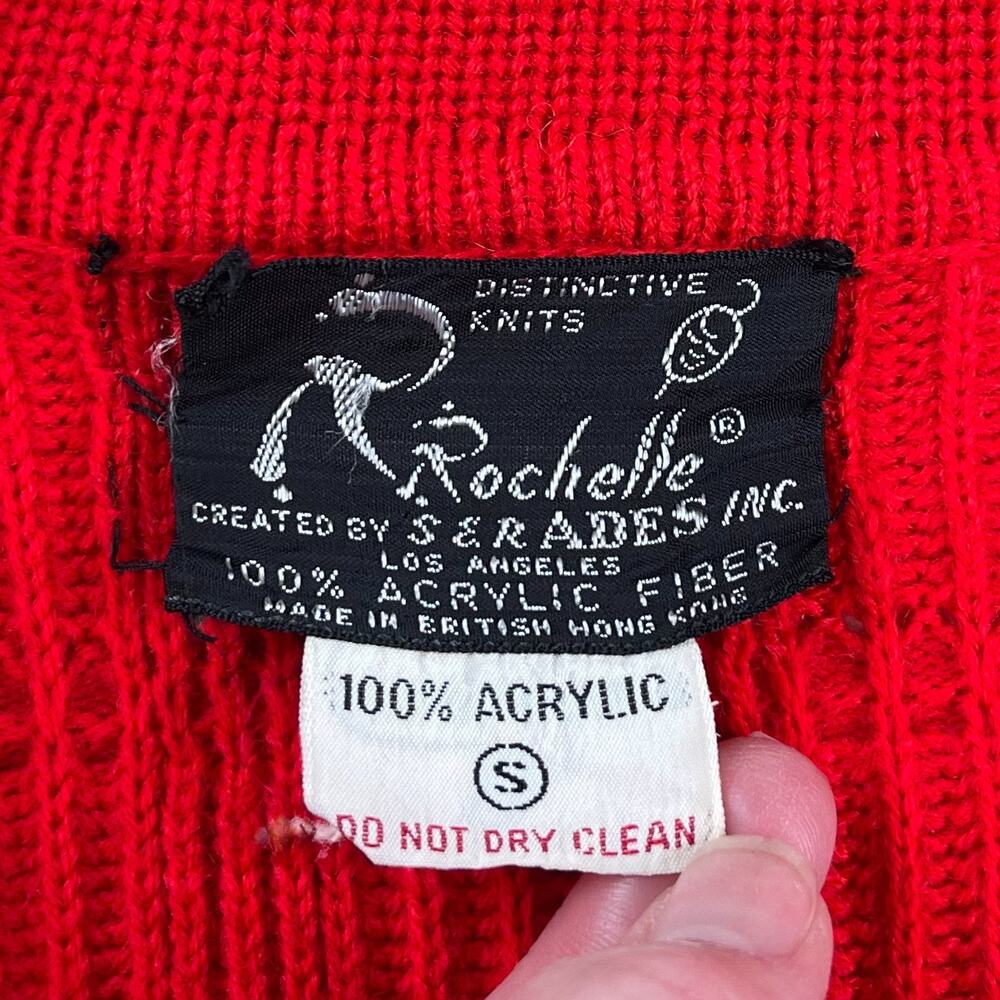 Vintage 1970s Red Chunky Knit Duster Cardigan Sweater - Picture 5 of 7